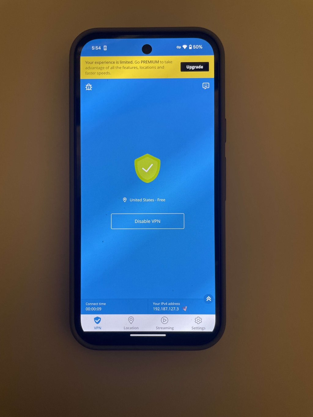 Hide.me Android interface