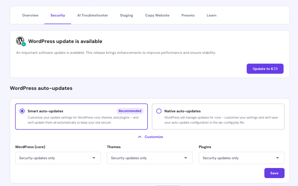 Hostinger WordPress security