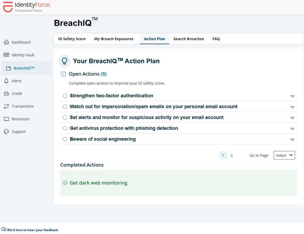 identityforce breachiq action plan