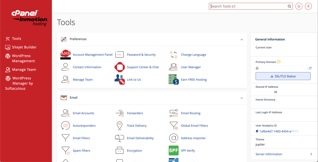 InMotion Hosting cPanel