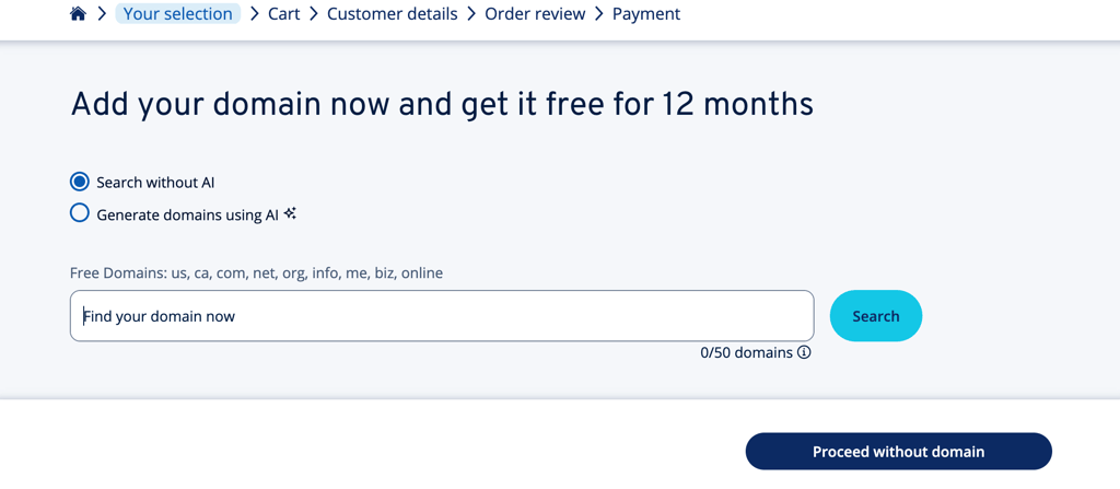 IONOS domain pick page
