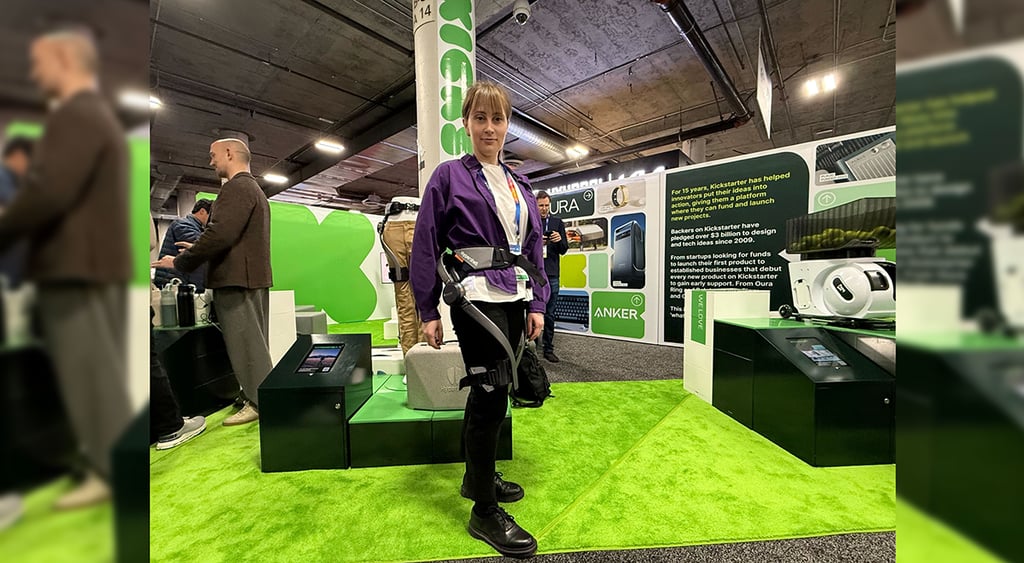 Konstancija trying exoskeleton CES 2025