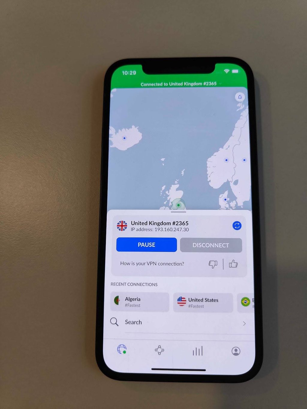 nordvpn ios app interface