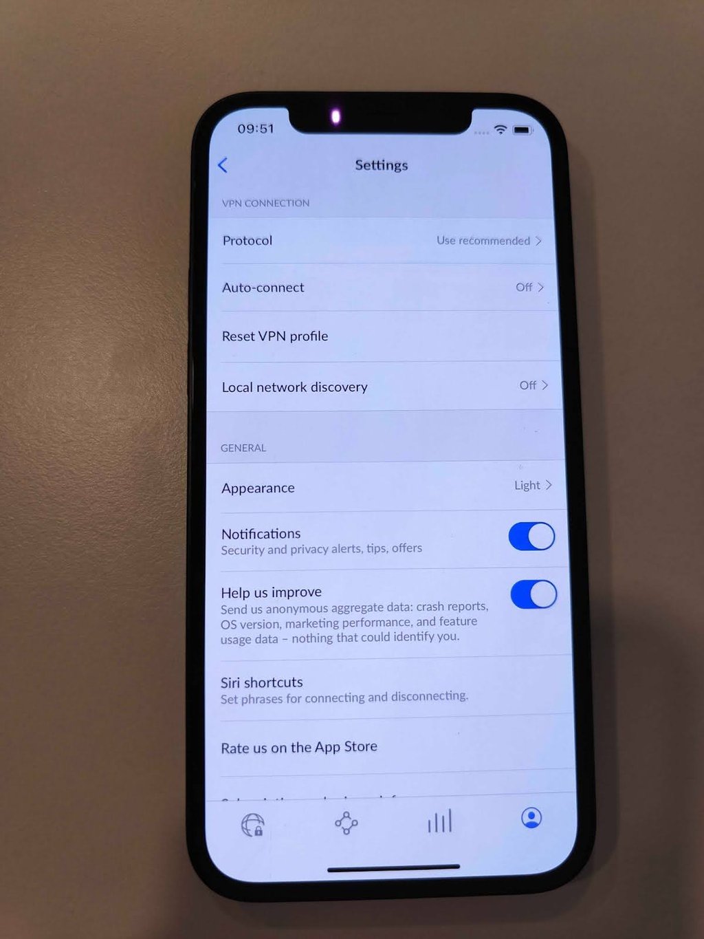 nordvpn ios app settings