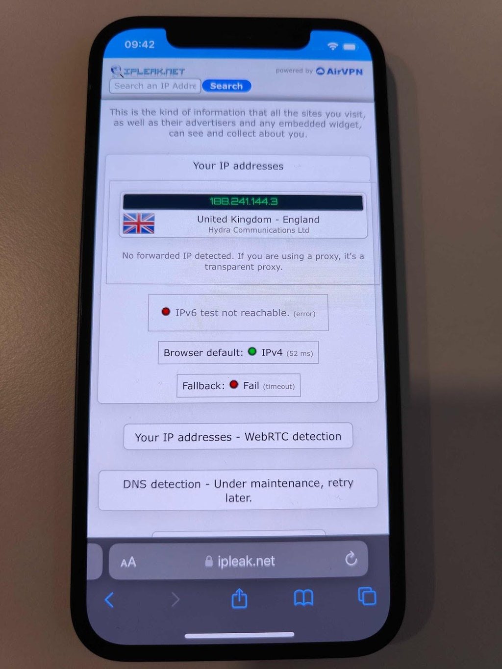 nordvpn ip leak test on iphone