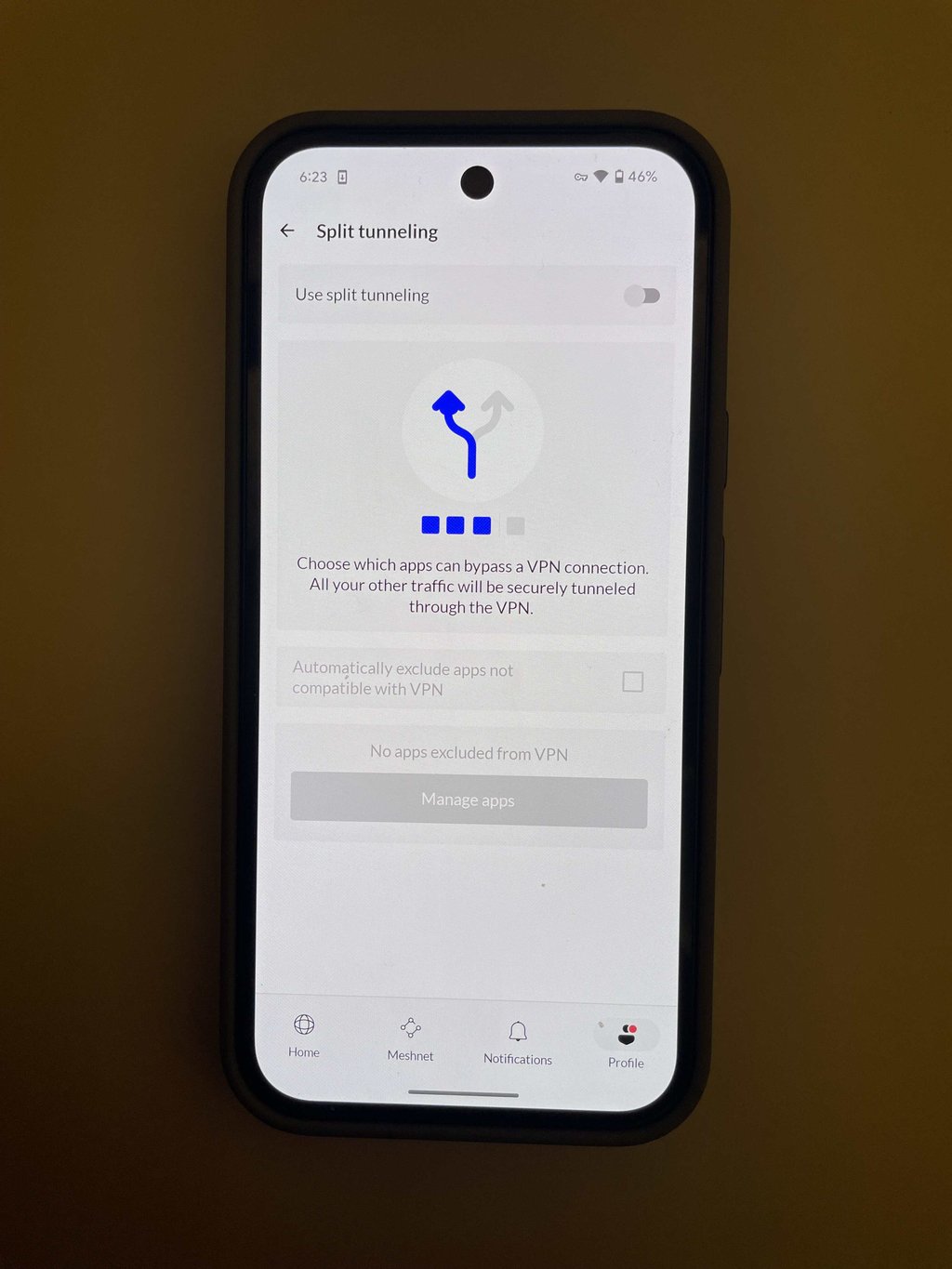 nordvpn android split tunneling feature
