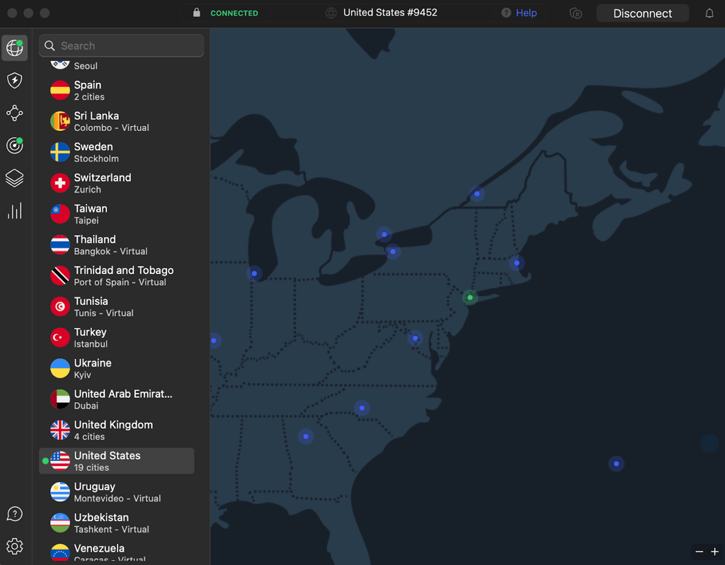 NordVPN US connected