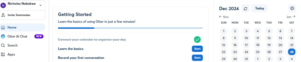 otter ai interface