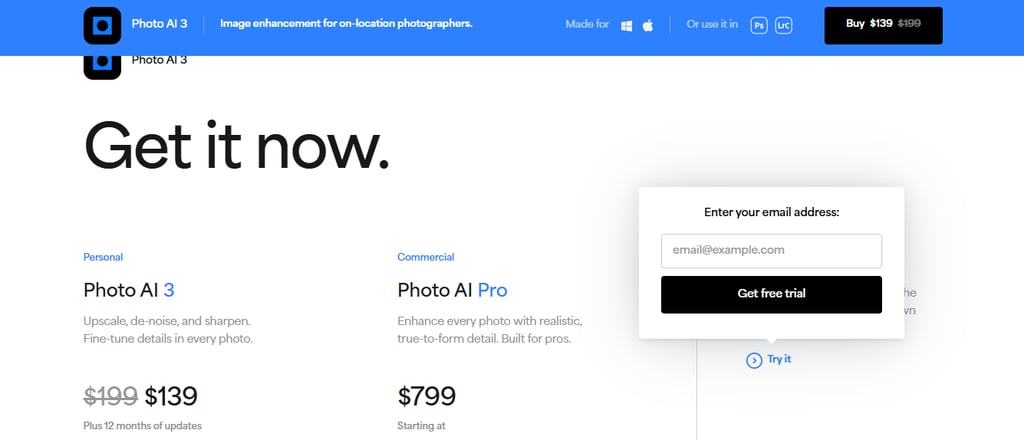 Photo AI free trial