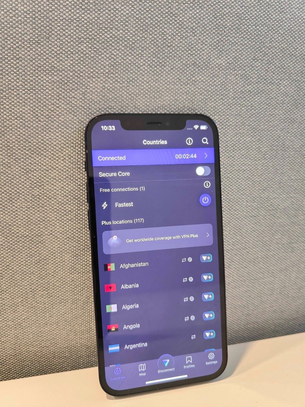 Proton VPN iOS app interface