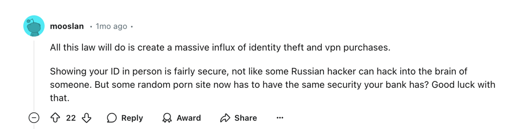 Reddit comment on porn ban