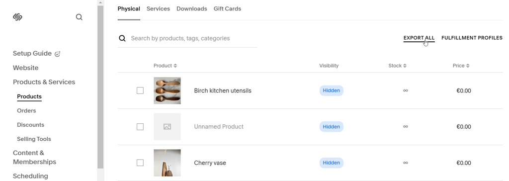 shopify export csv