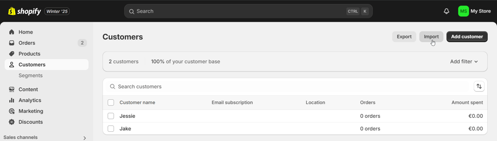 shopify import contacts