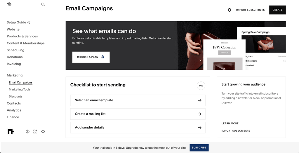 Squarespace et l'email marketing