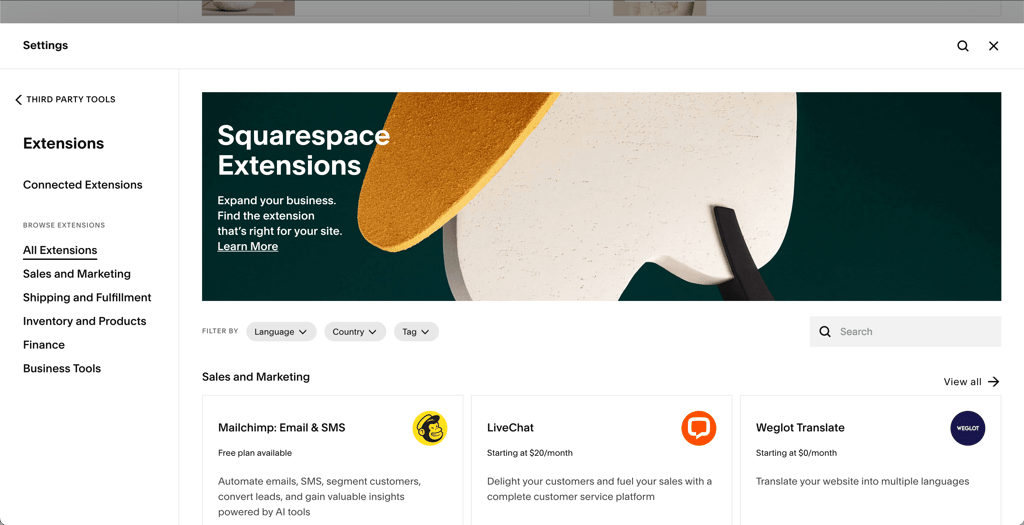 App store Squarespace