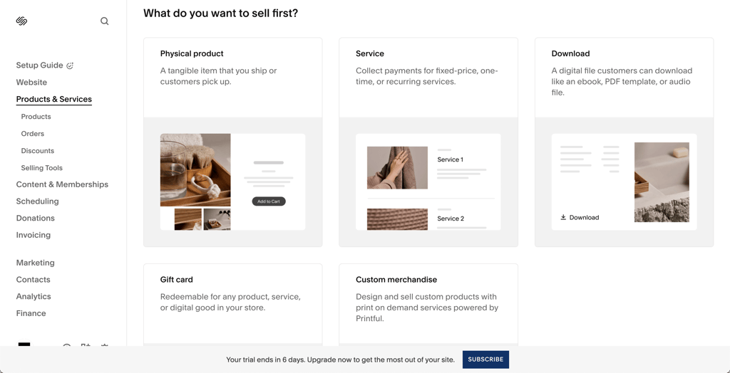 Produits et services de Squarespace