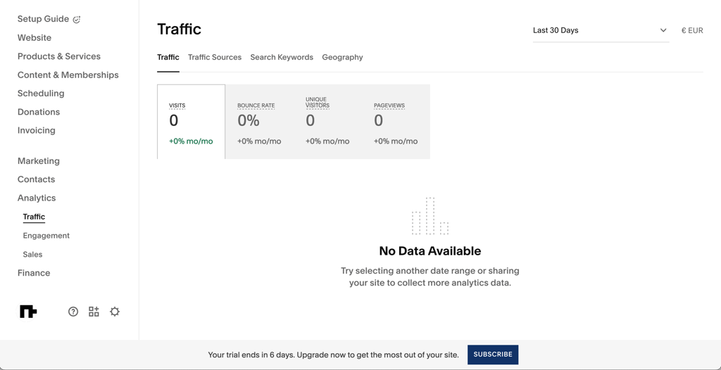 Squarespac analyse de traffic