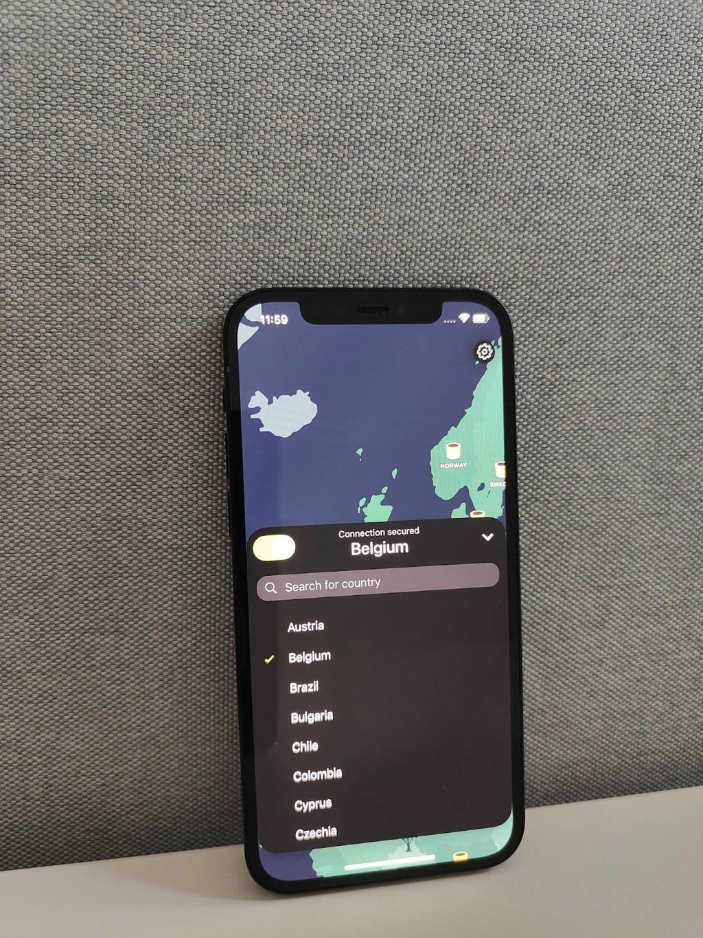 TunnelBear iOS app interface