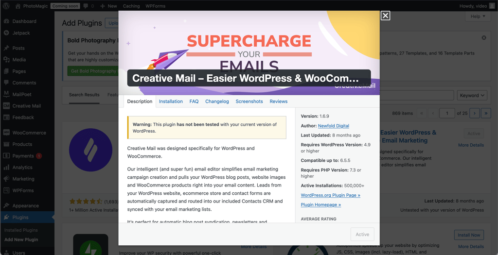 WordPress et le plugin creative mail