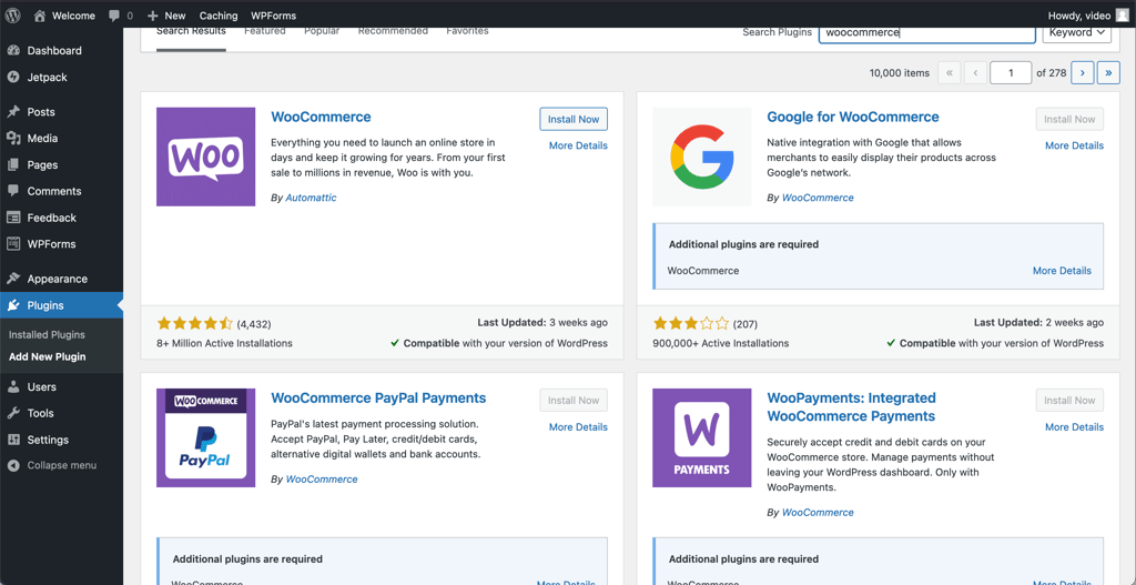 Wordpress et plugin WooCommerce