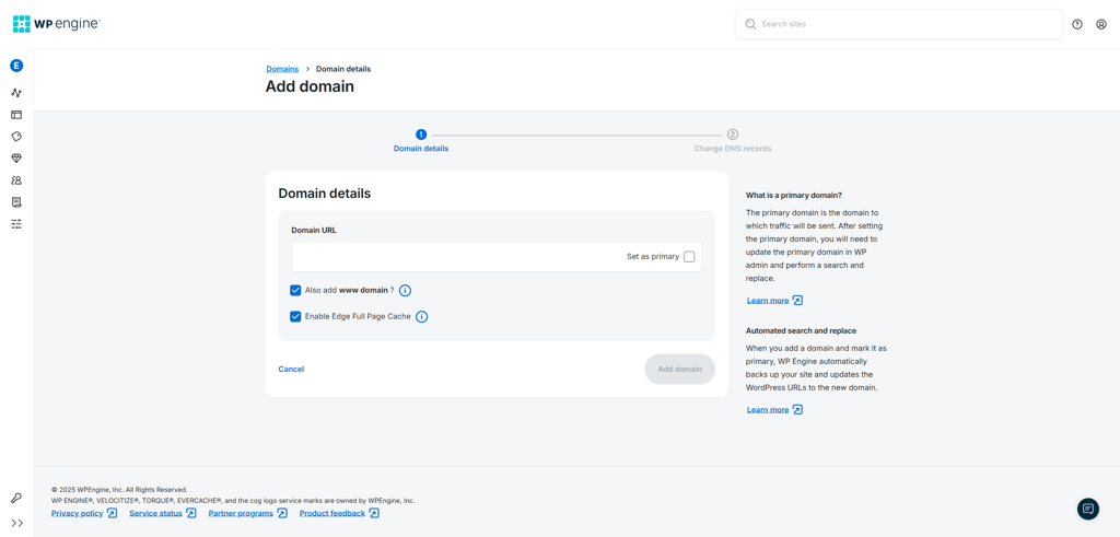 wp engine add domain