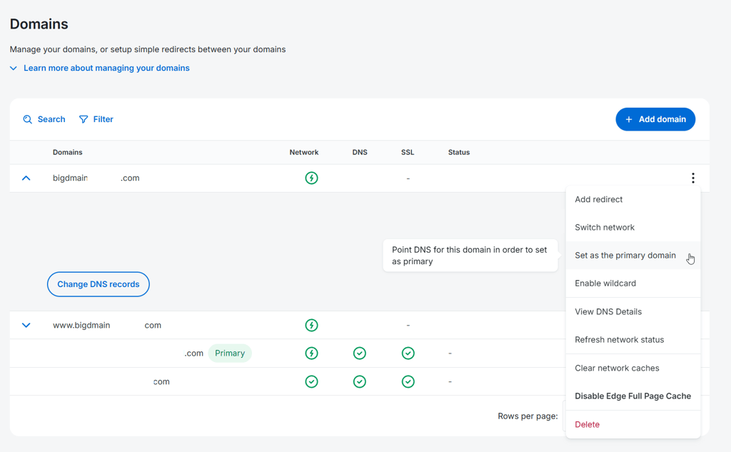 wp engine set primary dns