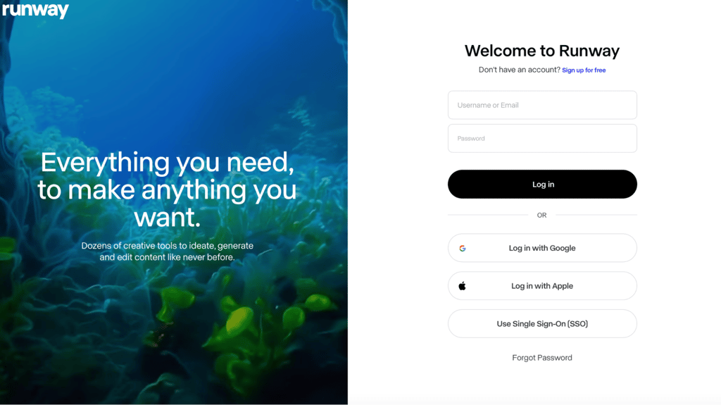 Runway AI sign up
