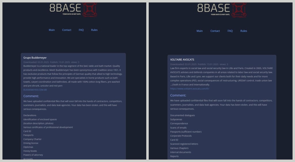 8base victims Telegram channel