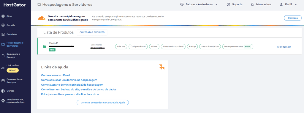 BR dashboard hostgator