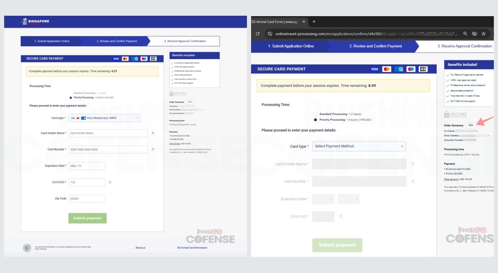 Cofense immigration phishing scam payment form