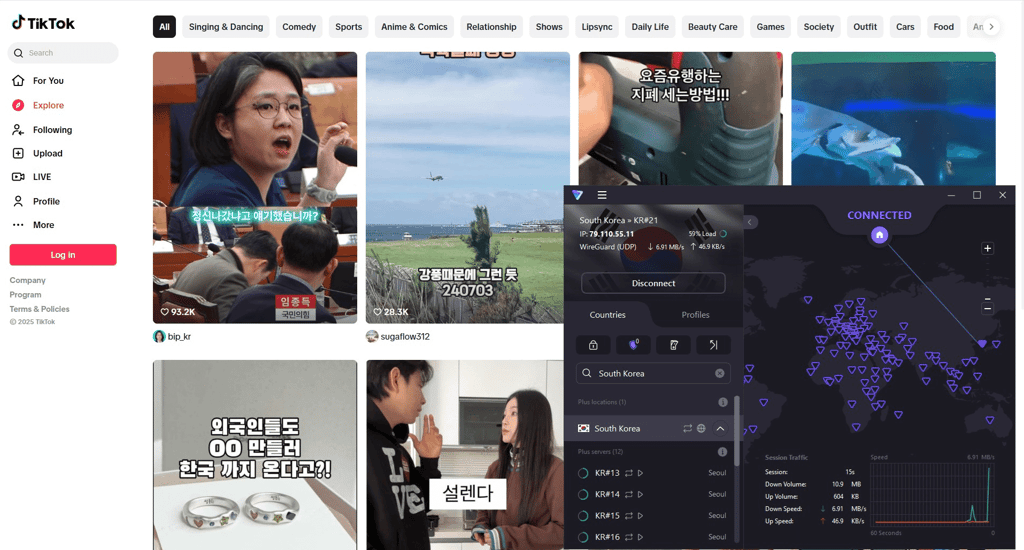 tiktok region specific korea
