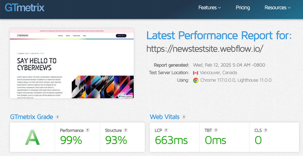 webflow performance