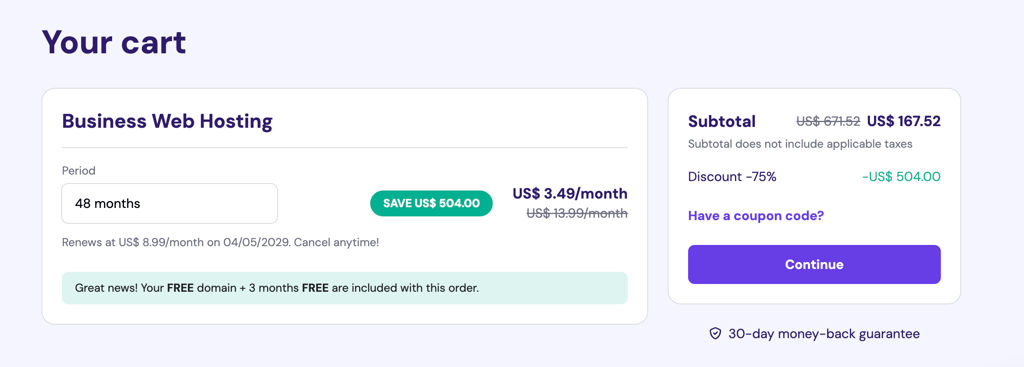 hostinger checkout for coupons
