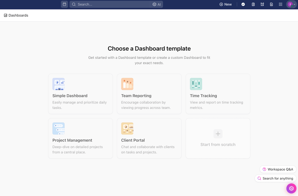 clickup dashboard template