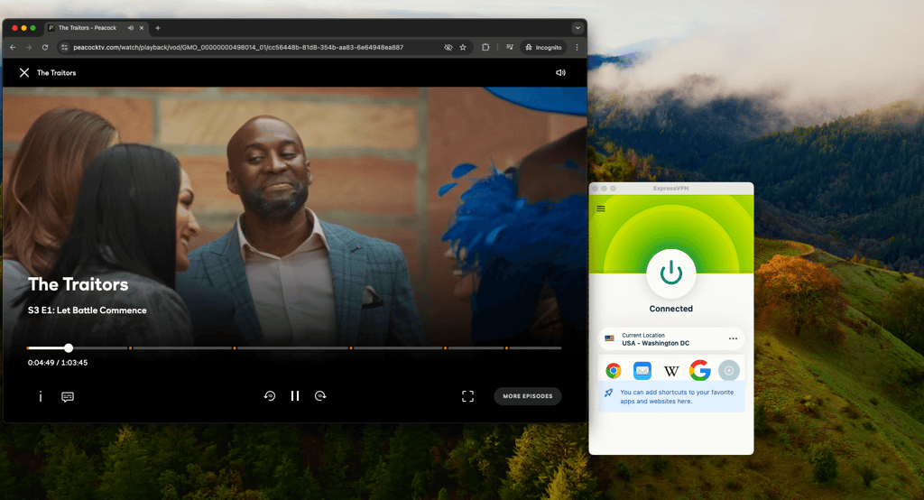 Peacock unblocked by ExpressVPN