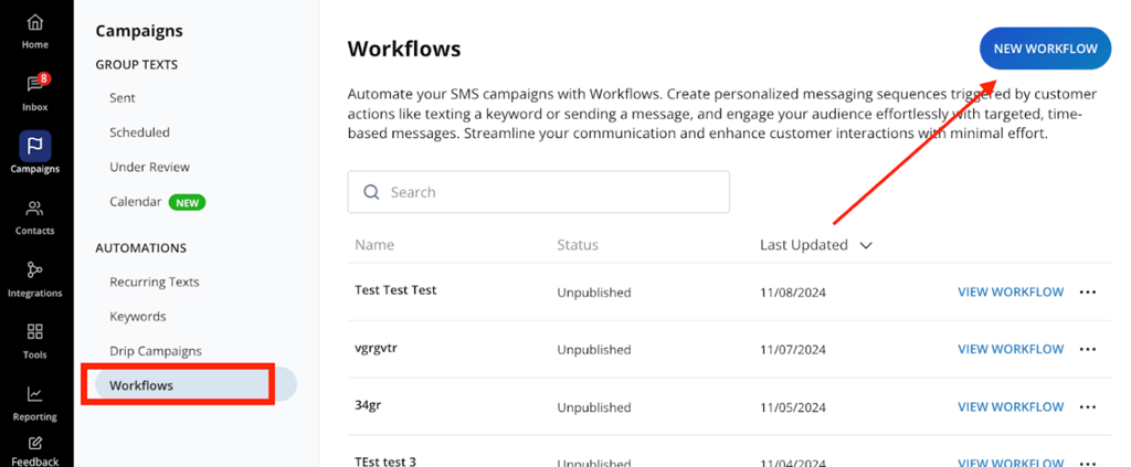 eztexting workflows
