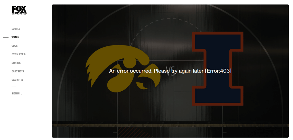 Fox Sports access blocked