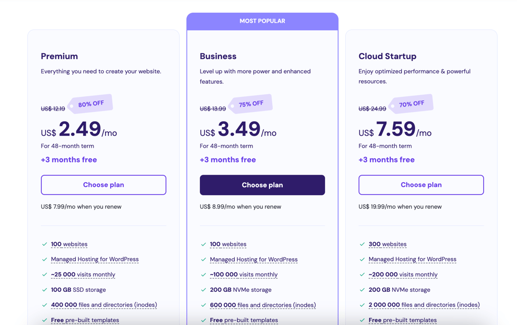 Hostinger plans for coupons page