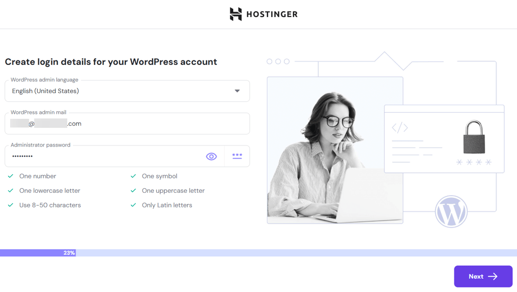 Hostinger new WP account