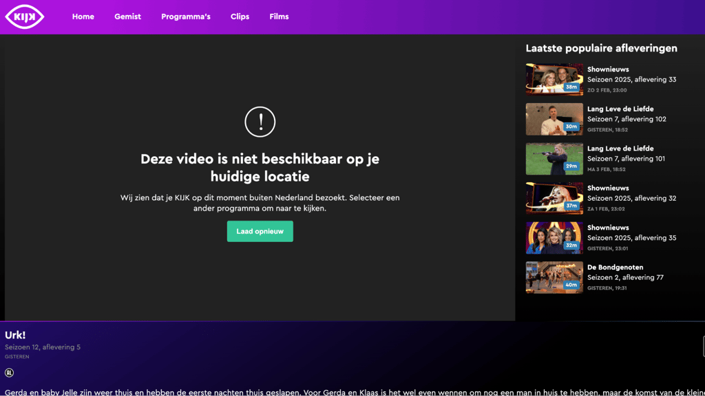 NL kijk error without vpn