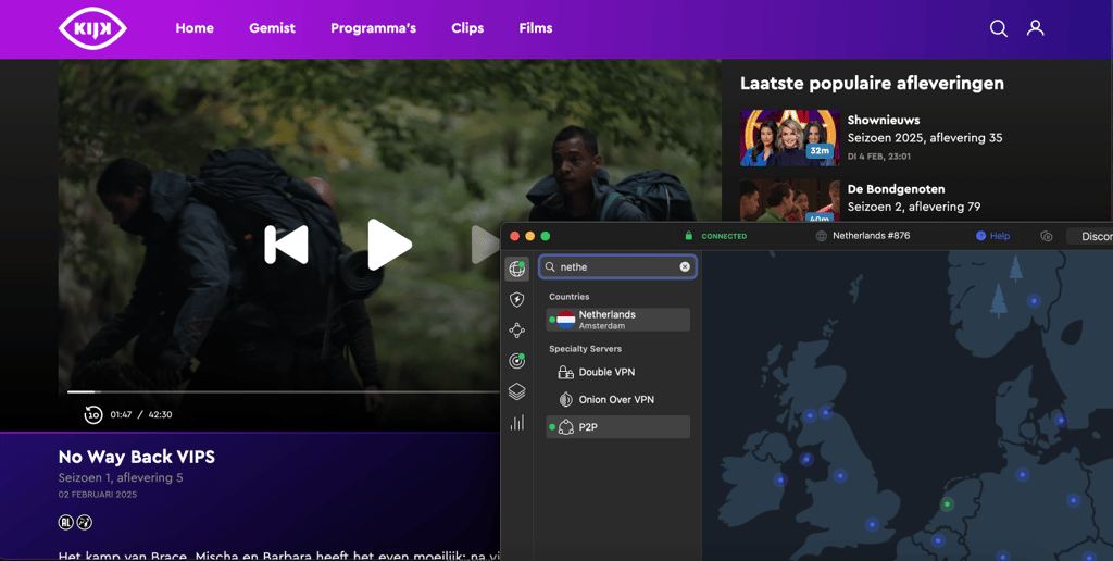 NL kijk connected to vpn