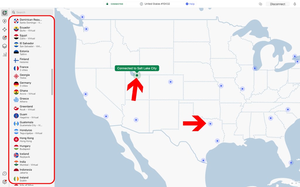 nordvpn macos app interface connection