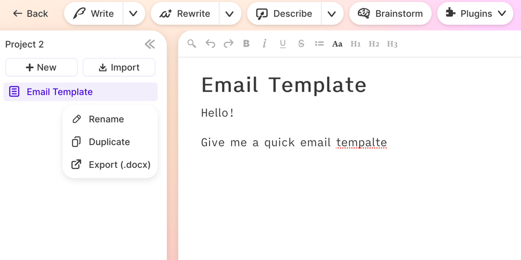 Sudowrite email template