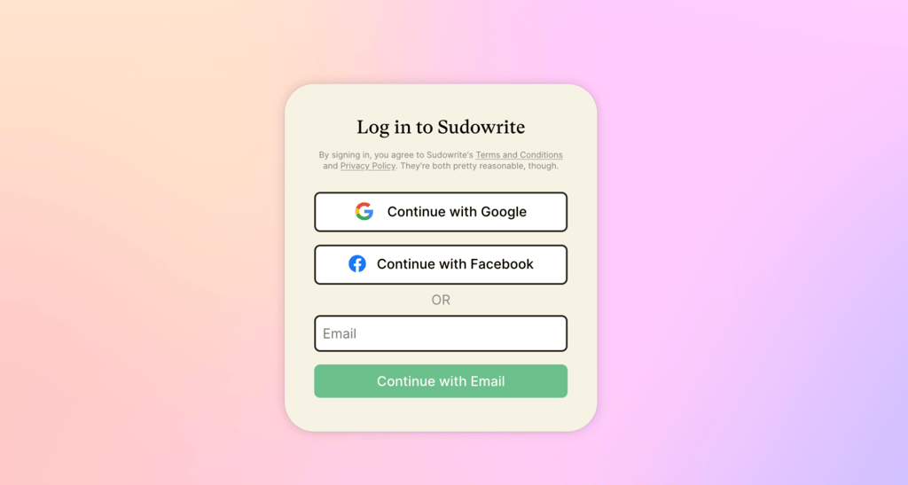 Sudowrite login