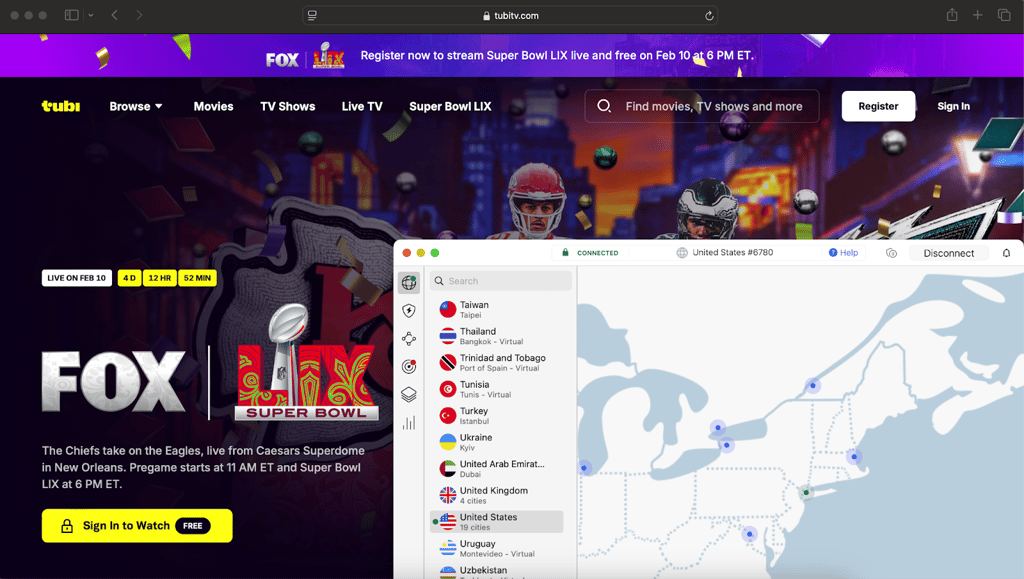 Watch Super Bowl Live with NordVPN
