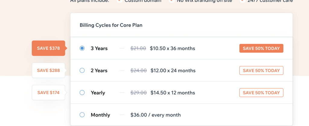 WIX plans