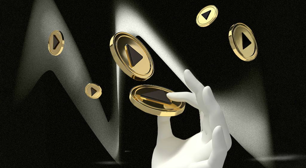 A robot holding gold YouTube coins.