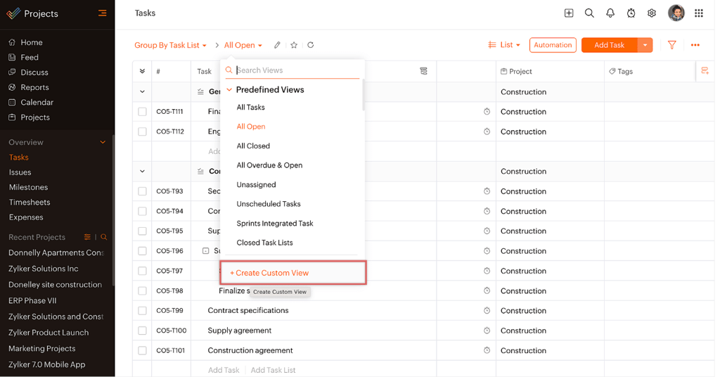zoho task management