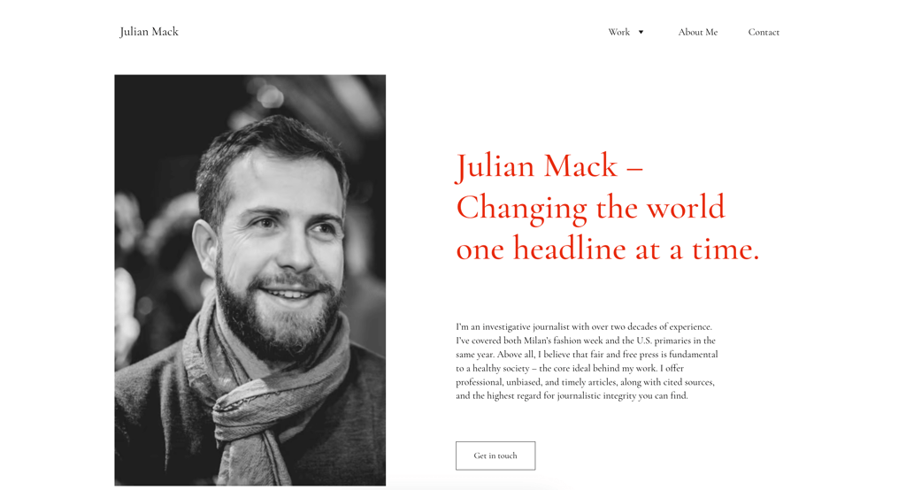 Hostinger Website Builder Julian Mack template