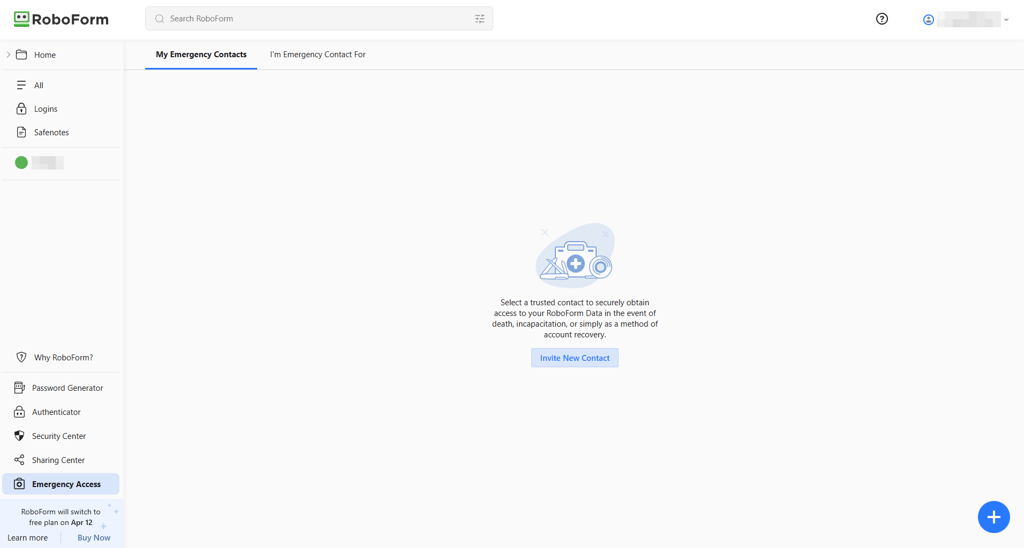 RoboForm interface upload